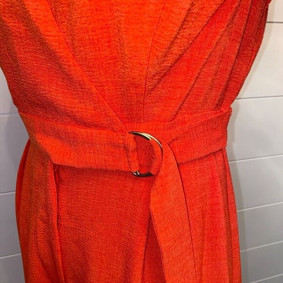 Taylor Women's Zip-Front Belted Wide-Leg Orange Jumpsuit Size 2 - Picture 8 of 11